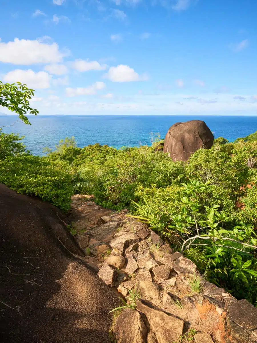 Hiking trail through Seychelles mountains
