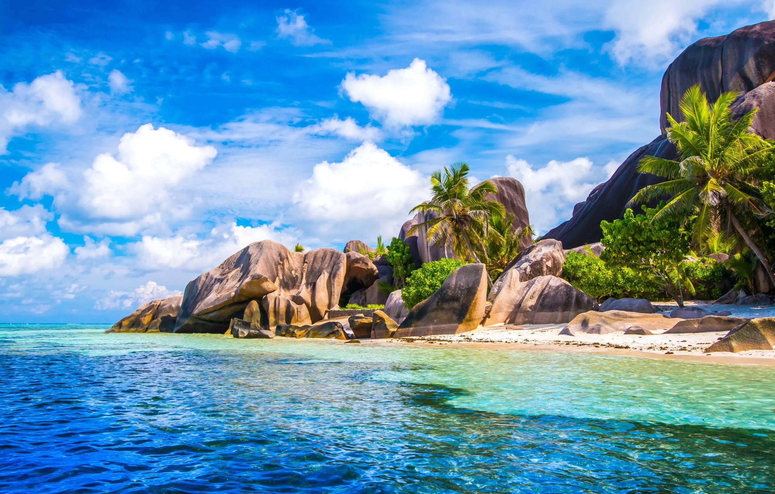 Calm turquoise Seychelles beach